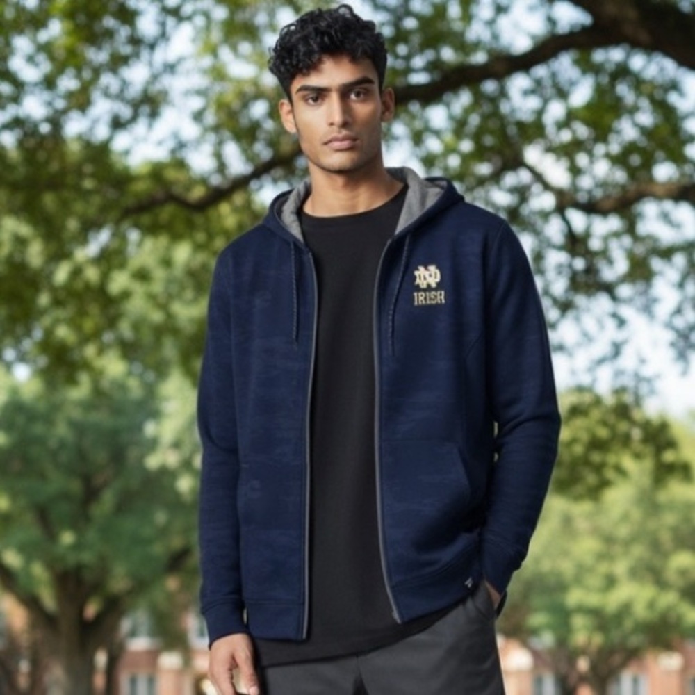 NWT Fanatics Navy Notre Dame Fighting Irish Ball Carrier Full Zip Hoodie M Men's